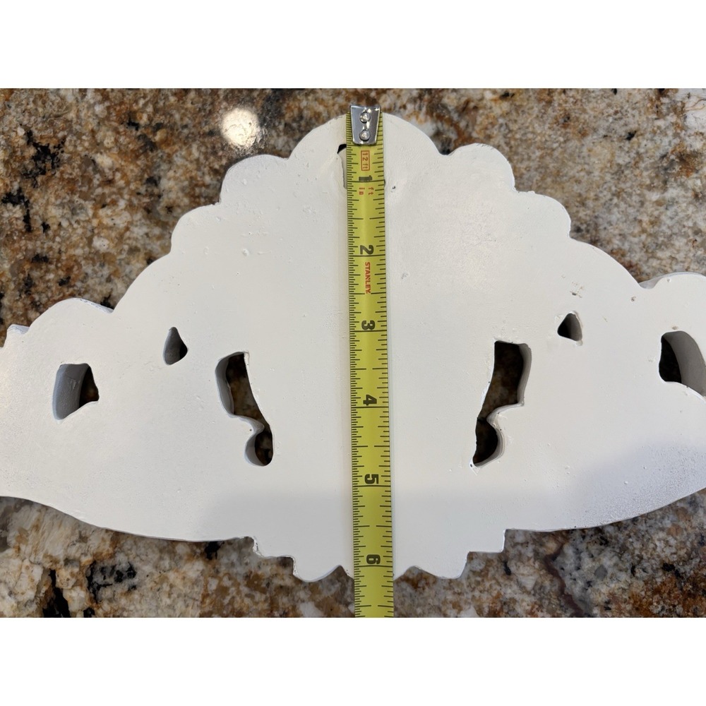 Weathered-look Shabby Chic Filigree White Wood Wall Decor Picture Topper EUC - Picture 8 of 11